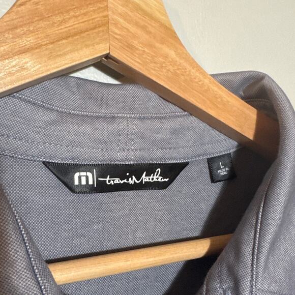 Men's Size L Travis Mathew Excursion Knit Dark Grey Gray Polo Golf Casual - Picture 3 of 7